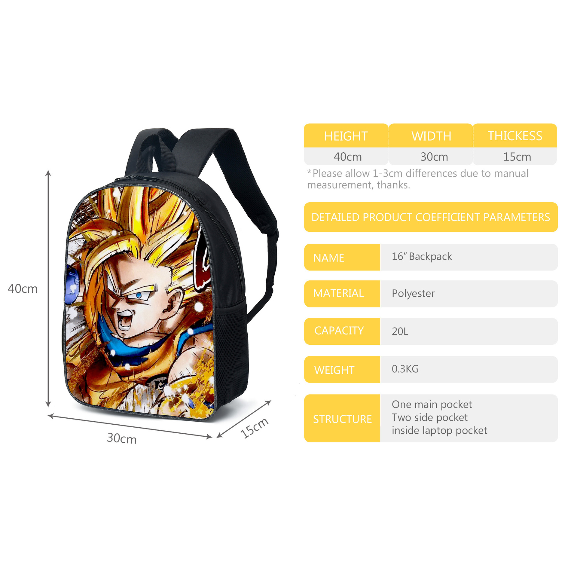 Dragon Ball Z Fighter Rucksack Goku Schulranzen 3 en 1