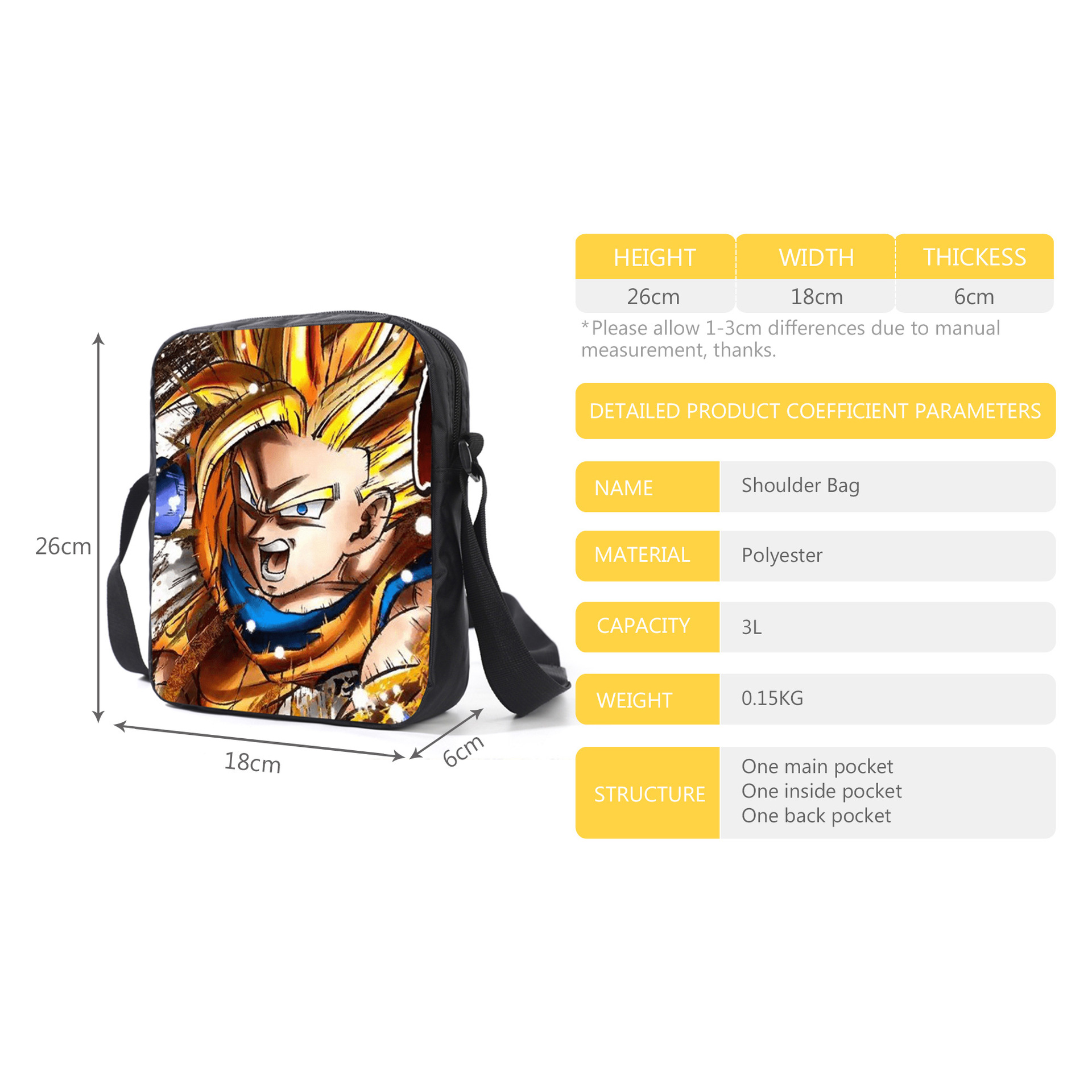 Dragon Ball Z Fighter Rucksack Goku Schulranzen 3 en 1