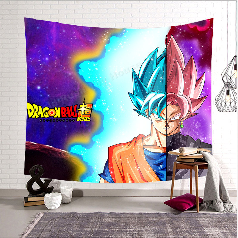 Tapisserie Dragon Ball Decoration Murale Black Goku Vs Goku