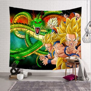 Dragon Ball Wandteppich Goku SSJ Und Shenron Wanddeko