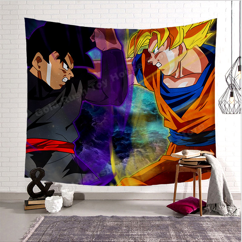 Tapisserie Dragon Ball Decoration Murale Black Goku Et Goku