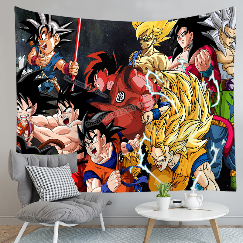 Tapisserie Dragon Ball Decoration Murale Goku Formes
