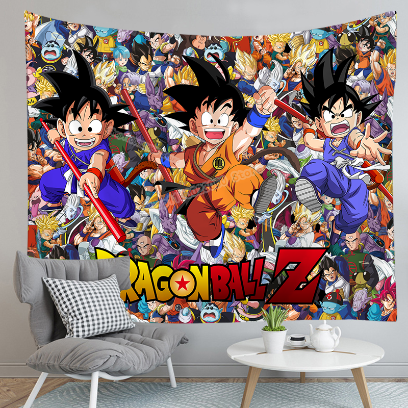 Tapisserie Dragon Ball Decoration Murale Goku Goten Enfance